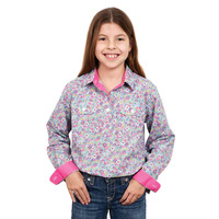 Just Country Girls Harper Half Button Print Shirt (GWLS2311) Sky Mini Floral [SD]