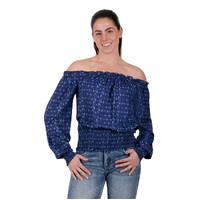 Pure Western Womens Emma Blouse (P3S2560776) Navy [SD]