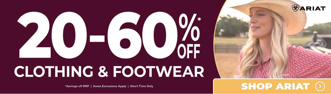 2025 Jan | 20-60% off Ariat Clothing & Footwear