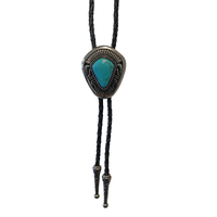 Allingtons Kite Shield with Centre Stone Western Bolo Tie (ABT006) Silver/Turquoise