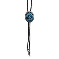 Allingtons Oval with Blue Enamel Western Bolo Tie (ABT011) Silver