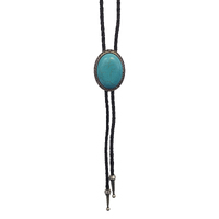 Allingtons Oval Turquoise Stone Western Bolo Tie (ABT018) Pewter Tone