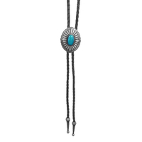 Allingtons Oval Turquoise Stone Western Bolo Tie (ABT020) Pewter Tone