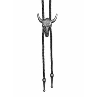 Allingtons Bull Skull Western Bolo Tie (ABT025) Pewter Tone