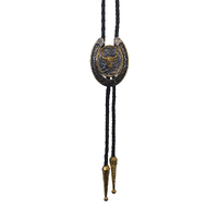 Allingtons Horseshoe with Bullshead Western Bolo Tie (ABT027) Silver/Gold