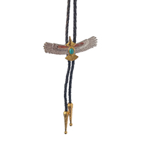 Allingtons Eagle with Turquoise Stone Western Bolo Tie (ABT034) Gold/Silver