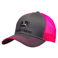 John Deere Childrens Neon Mesh Back Cap (63080418CH) Charcoal/Pink OSFM 