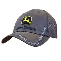 John Deere Unisex LP50037-JD Oilskin Cap with Construction Logo-Charcoal (J13Y-02X1-JDR-UYE) Charcoal OSFM