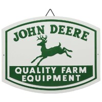 John Deere Quality Farm Equipment Retro Embossed Metal Sign 33cm W x 25cm H (90184182-S)