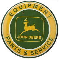 John Deere Equipment Parts & Service Round Hi-Gloss Embossed Metal Sign 61cm Diameter (90172927-S)