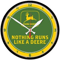 John Deere Nothing Runs like a Deer Logo Clock 32.4cm (0647221)