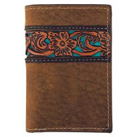 Roper Tri Fold Tooled Leather Wallet (8149100) Tan
