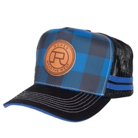 Roper Plaid Trucker Cap (RC2403) Cobalt/Black OSFM