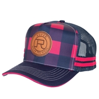 Roper Plaid Trucker Cap (RC2404) Raspberry/Navy OSFM