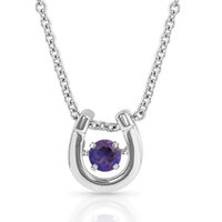 Montana Jewellery Dancing Birthstone Horseshoe Necklace (NC4742-FEB) Amethyst CZ