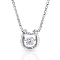 Montana Jewellery Dancing Birthstone Horseshoe Necklace (NC4742-APR) Diamond CZ