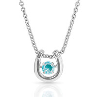 Montana Jewellery Dancing Birthstone Horseshoe Necklace (NC4742-DEC) Turquoise CZ