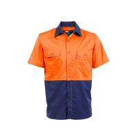 Jonsson Mens Air Hi Vis Vented S/S Work Shirt (G1024) Orange/Navy [GD]
