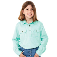 Just Country Girls Kenzie Half Button Work Shirt (60606SPE) Spearmint