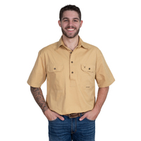 Just Country Mens Adam S/S Half Button Work Shirt (10104SAN) Sand