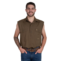 Just Country Mens Jack Sleeveless Half Button Work Shirt (10103BAR) Bark