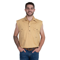 Just Country Mens Jack Sleeveless Half Button Work Shirt (10103SAN) Sand