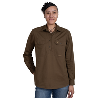 Just Country Womens Jahna L/S Half Button Work Shirt (50505BAR) Bark