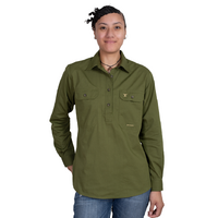 Just Country Womens Jahna L/S Half Button Work Shirt (50505OLI) Olive