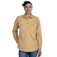 Just Country Womens Jahna L/S Half Button Work Shirt (50505SAN) Sand