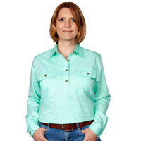 Just Country Womens Jahna Half Button Work Shirt (50505) Spearmint