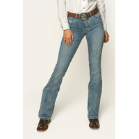 Ringers Western Womens Katherine Cowgirl Mid Rise Bootleg Jeans (217108005) Light Blue [GD]