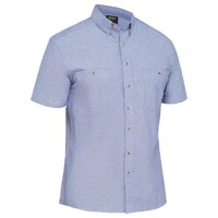 Bisley Mens S/S Chambray Shirt (BS1407_BWED) Blue [SD]