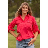 MaryG Womens Grown Here Closed Front L/S Shirt (AUSMGRCFLS) Raspberry