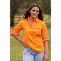 MaryG Womens Grown Here Closed Front L/S Shirt (AUSMGTMCFLS) Tangerine