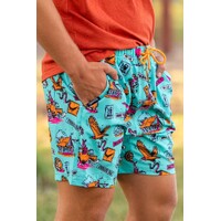 Crowbar Mens Happy Days Board Shorts (CBBOARDHD) Azure/Happy Days Print