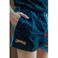 Crowbar Mens Andy Happy Days Harlequin Drill Shorts (CBAHNHD) Navy/Happy Days Print