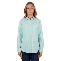 Hard Slog Womens Lize Half Button L/S Shirt (H4S2101057) Teal