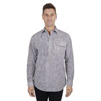 Hard Slog Mens Cane Half Button L/S Shirt (H4S1101053) Navy/Tan