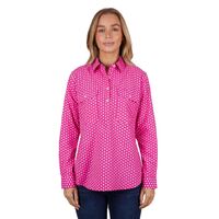 Hard Slog Womens Kelly Half Button L/S Shirt (H4S2101045) Pink