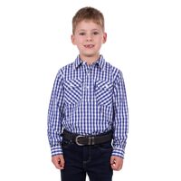 Hard Slog Childrens Denny Half Button L/S Shirt (H4S7101054) Blue/White