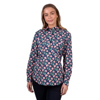 Hard Slog Womens Fauna Half Button L/S Shirt (H5W2101179) Navy