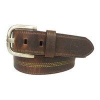 John Deere Mens 38mm Oil Tanned Leather with Silver Finish Buckle Belt (4503500-200-32) Brown