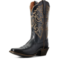 Ariat Womens Round Up Square Toe Western Boots (10029756) Limousine Black 