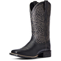 Ariat Womens Round Up Remuda Western Boots (10034024) Black Deertan [SD]