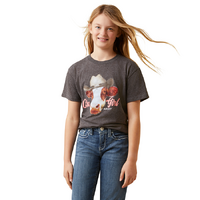 Ariat Girls Cow Girl S/S Tee (10045457) Charcoal Heather [SD]