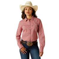 Ariat Womens Wrinkle Resistant Kirby L/S Shirt (10051332) Garnet Rose Geo