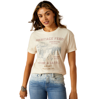 Ariat Womens Feed S/S Tee (10051291) Oatmeal Heather