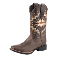 Roper Womens Monterey Aztec Western Boots (21905917) Brown Burnished Leather