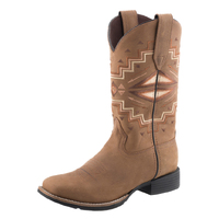 Roper Womens Monterey Aztec Western Boots (21905084) Tan Burnished Leather