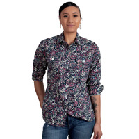 Just Country Womens Abbey Full Button Print Shirt (WWLS2420) Navy Paisley